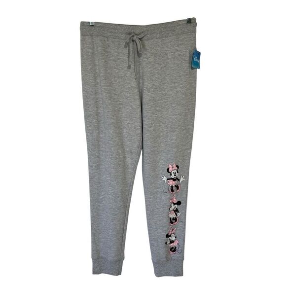 Disney Minnie Mouse Joggers Sweatpants Juniors Large 11/13 Gray - Picture 1 of 6